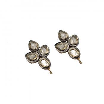  Elegant Sterling Silver Diamond polki Stone Earrings - Sparkling Fashion   Accessories